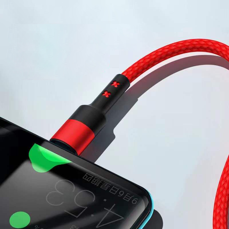 2m Length Nylon Braided USB-C Charging Cable - Red