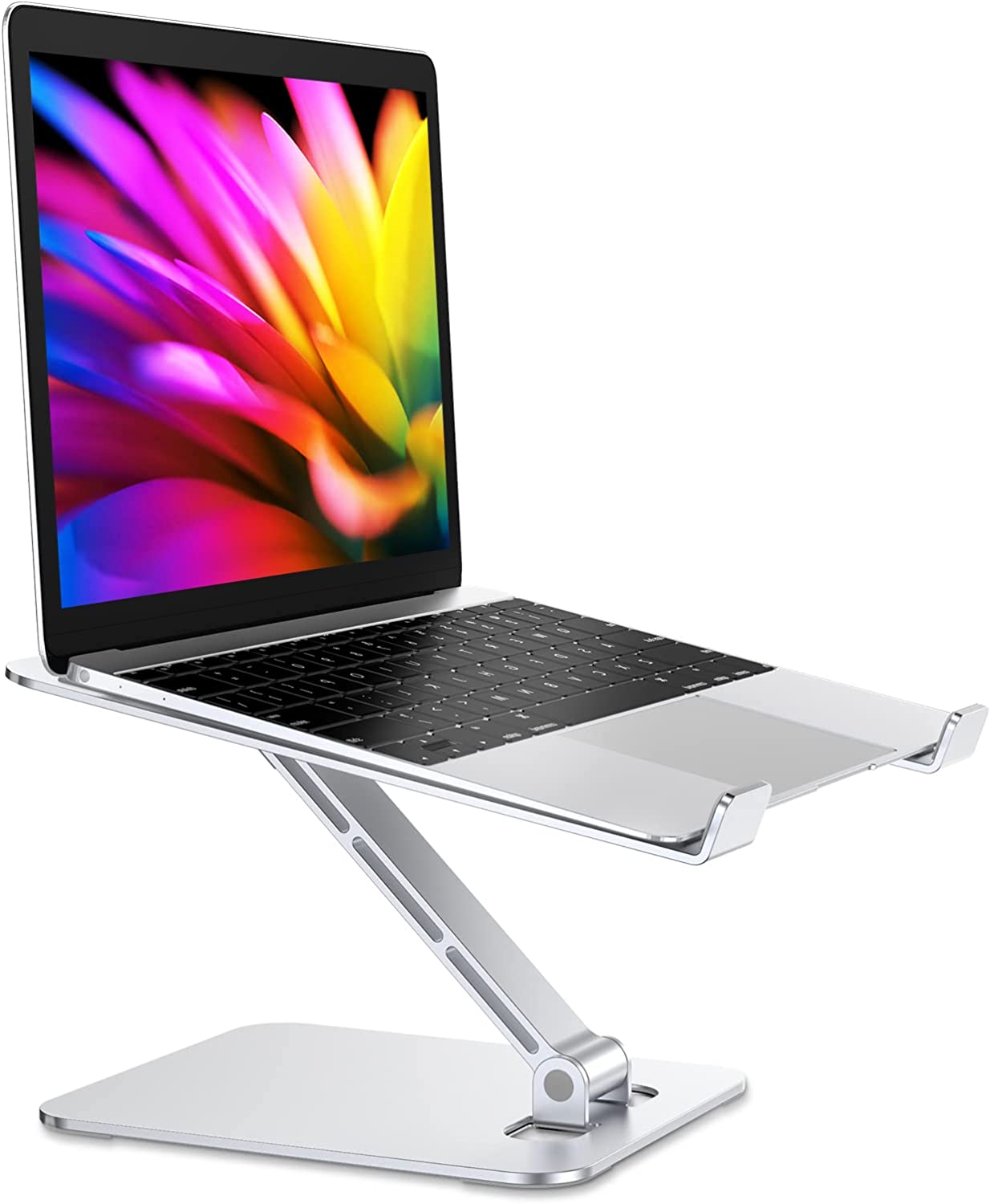 RIWUCT Foldable Laptop Stand, Height Adjustable Ergonomic Computer Stand for Desk, Ventilated Aluminum Portable Laptop Riser Holder Mount Compatible with MacBook Pro Air, All Notebooks 10-16"