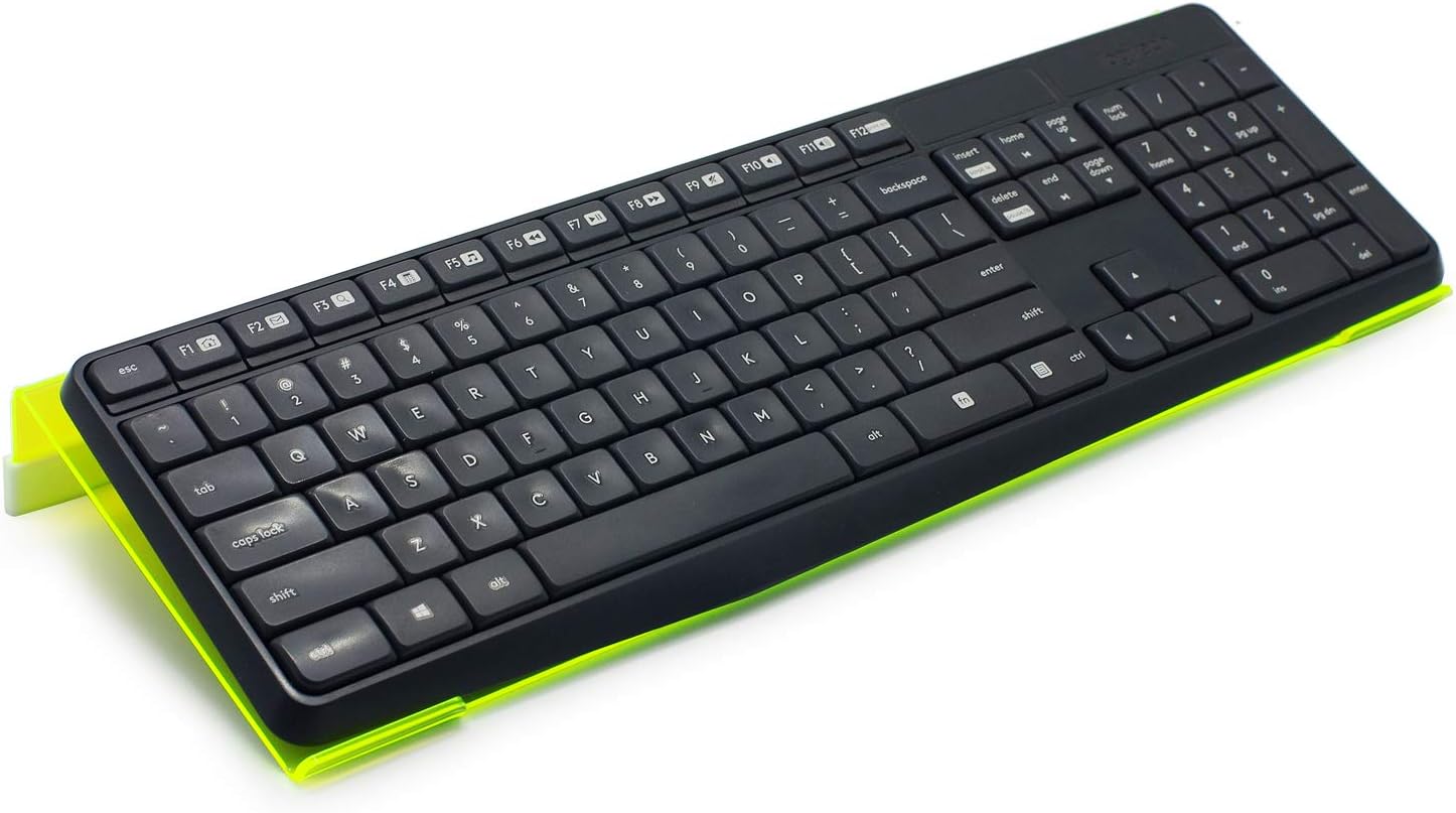 Richboom Epoptic Green Acrylic Tilted Computer Keyboard Holder for Easy Ergonomic Typing, Keyboard Stand for Office, Home, School, Fluorescent Green