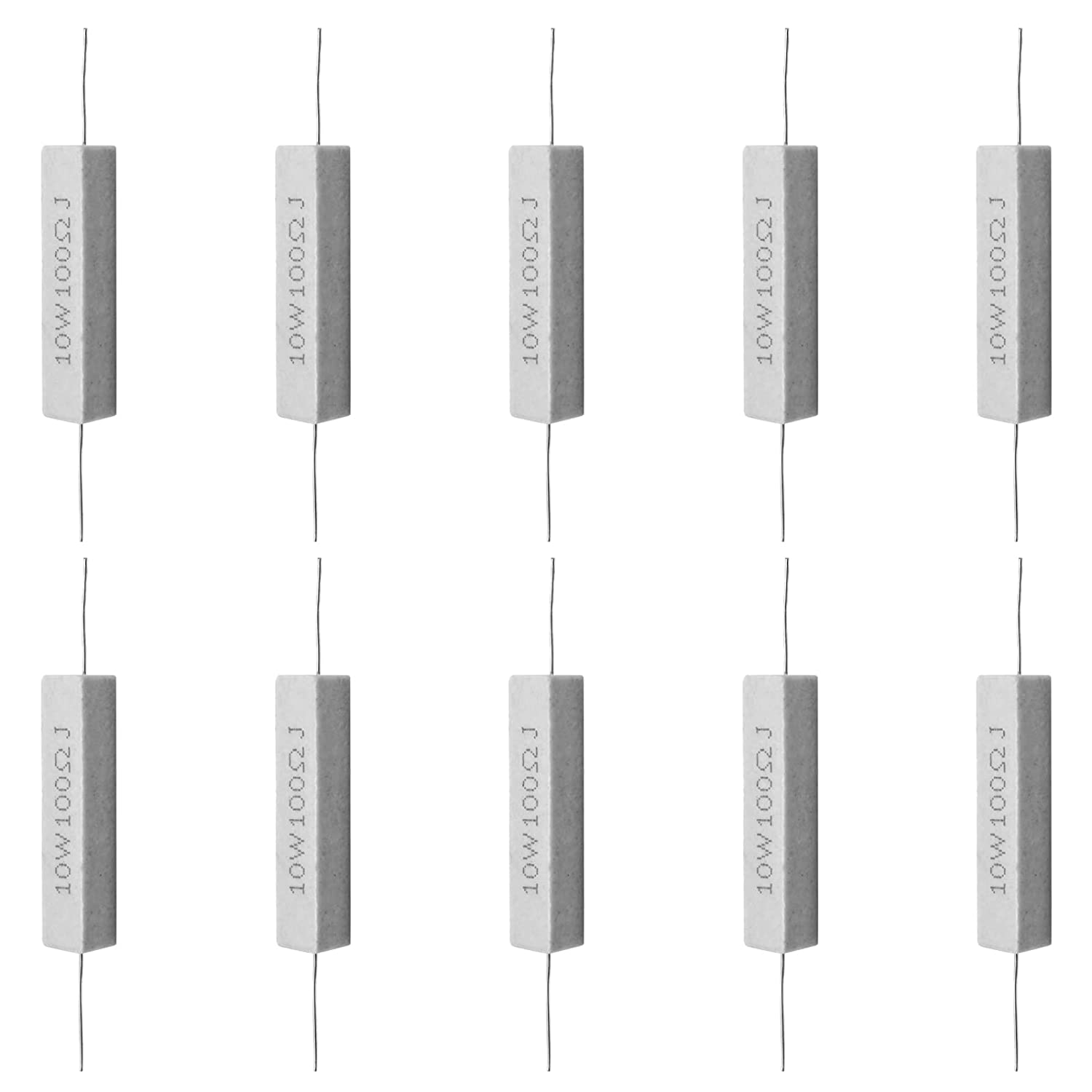 Murtenze 10Pcs Ceramic Cement Resistor, 10W 100 ohm Resistor Power Resistor Wire Wound Resistors Fixed Resistors, White