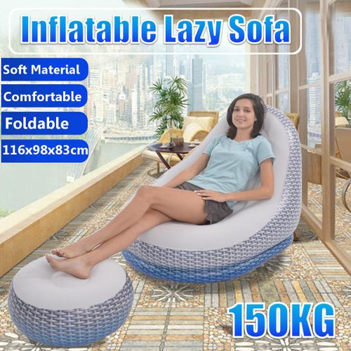 Foldable Lazy Sofa Inflatable Recliner Outdoor Sofa Bed Flocking Lazy Couch With Pedal Comfort Chair