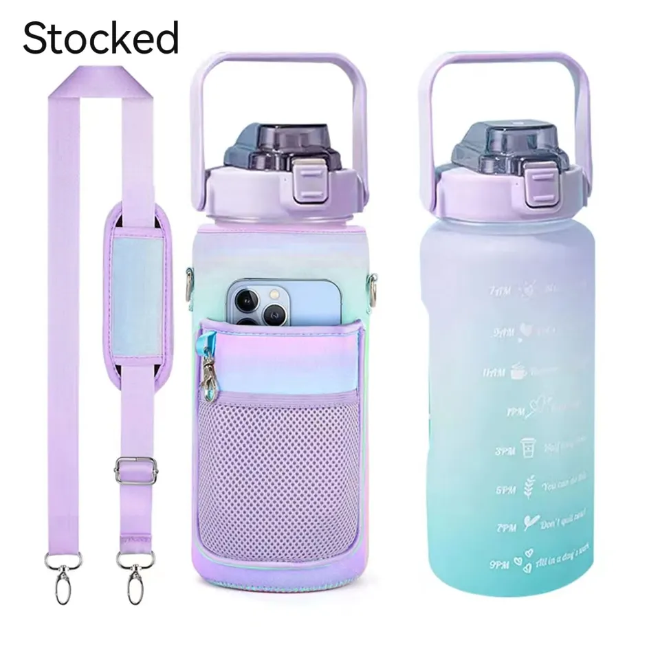 Water Bottle Rubber Vacuum Bling Stainless Steel  With Sleeve And Strap Phone Holder 1L, to 1.5L. to 2L
