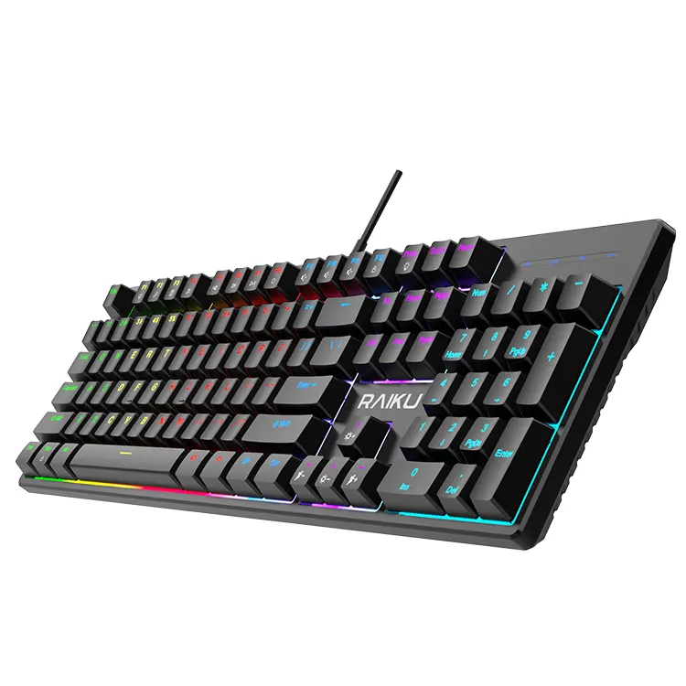 Mechanical Wired Keyboard For Gaming PC Metal Panel 26 Keys Without Punch 12 Backlight Modes RGB Led Light Adjustable