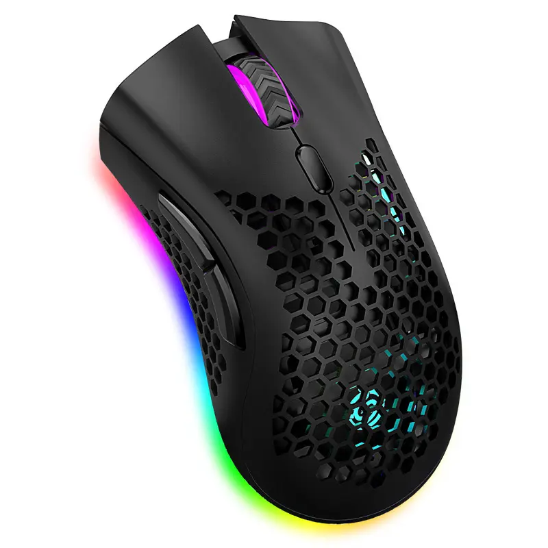 Cheap Black Optical RGB Wireless PC Computer Lightweight Honeycomb Gaming Mouse Rechargeable Mouse Inalambrico RGB