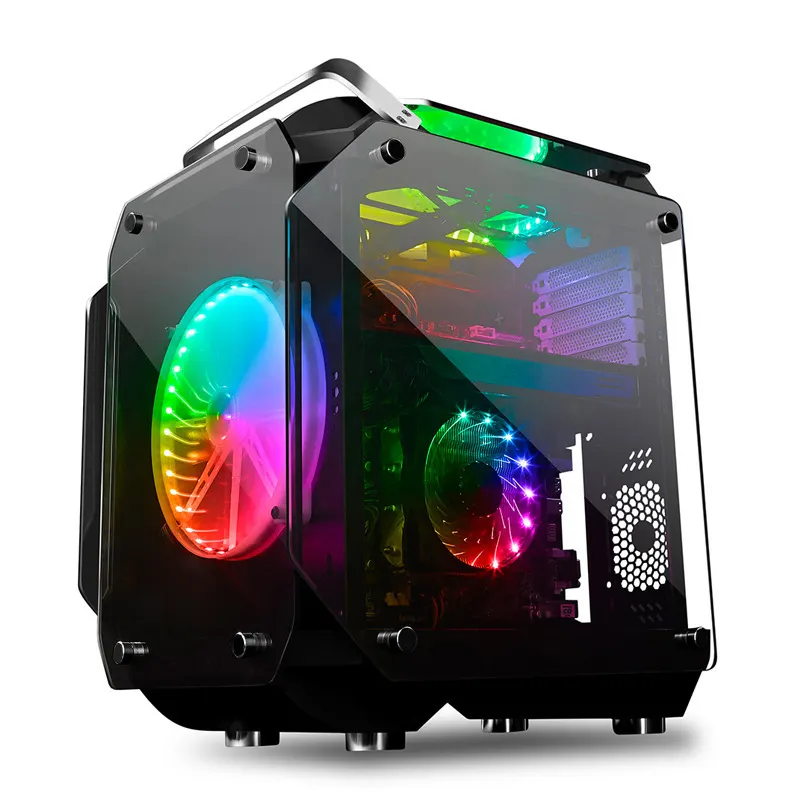 2023 New Arrival Desktop ATX Acrylic Transparent Glass Cabinet PC Server Case PC Gaming Computer Cases & Towers